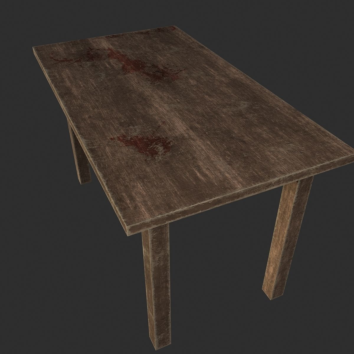old wooden table 3D model_1