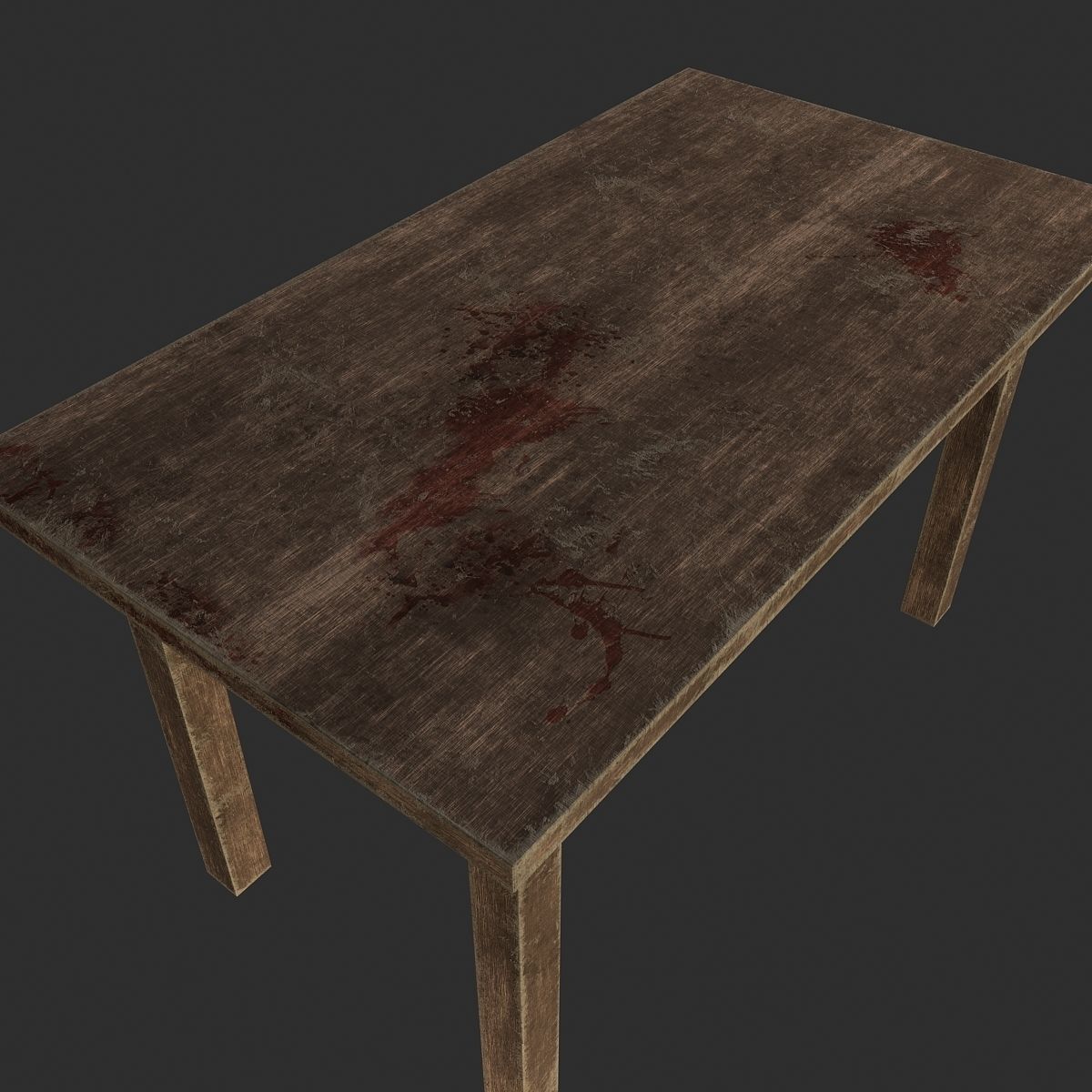 old wooden table 3D model_8