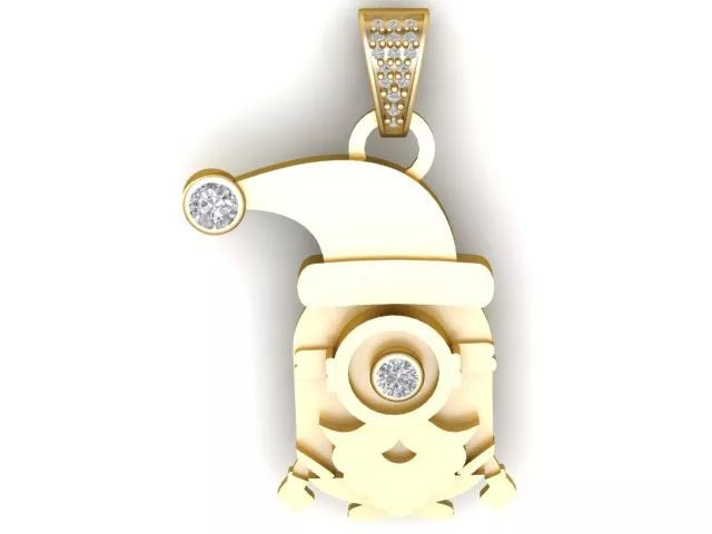 Luxury Gold Minion Inspired Pendant with Diamond Accents 3D print model