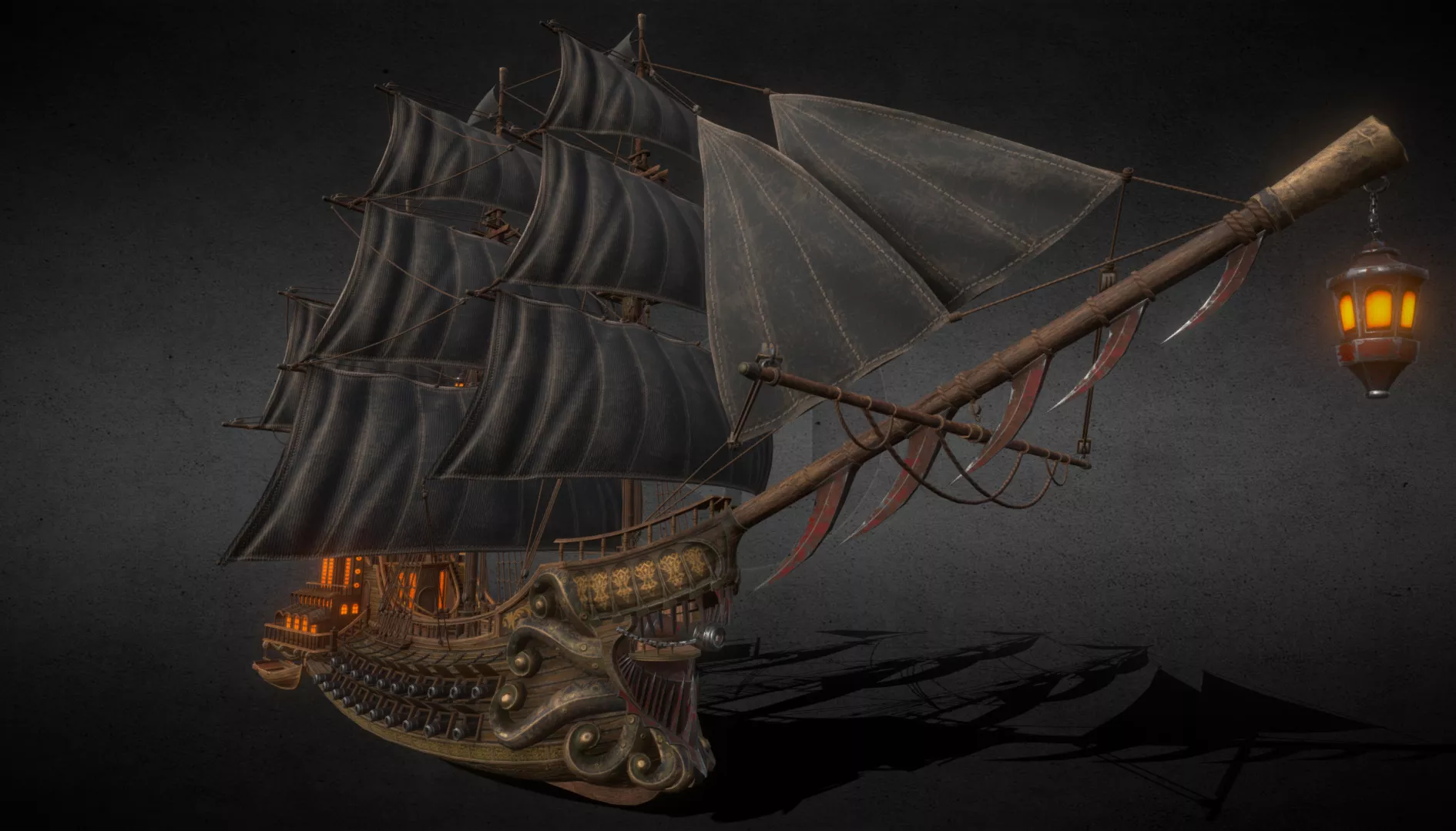 BloodTooth Pirate ship Low-poly 3D model