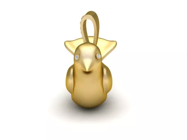 Luxury Gold Bird Pendant with Diamond Eye Accent 3D print model