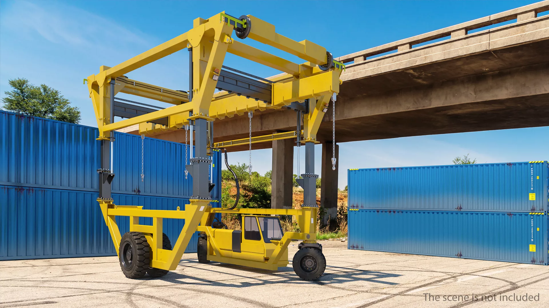 Heavy Duty Straddle Carrier Rigged 3D model