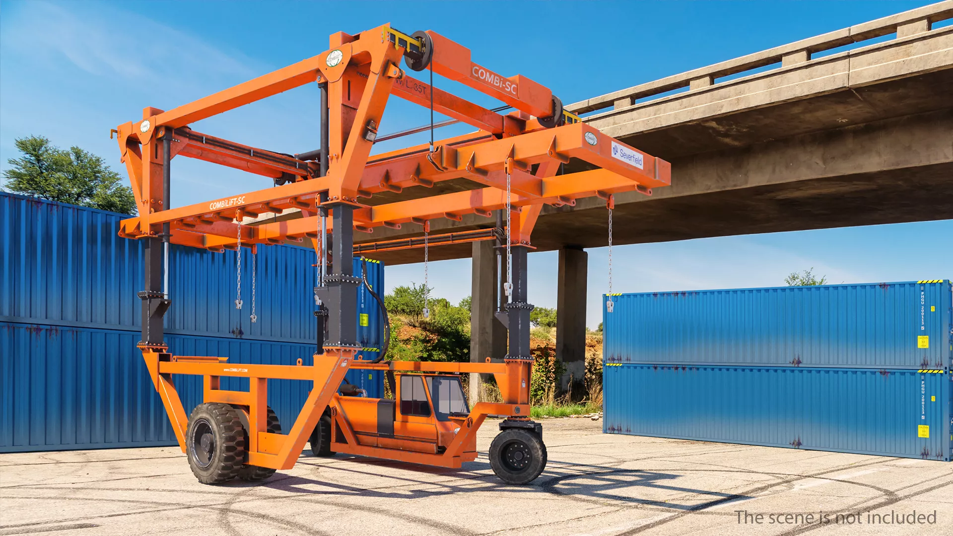 Straddle Carrier Combilift SC Dirty Rigged 3D model