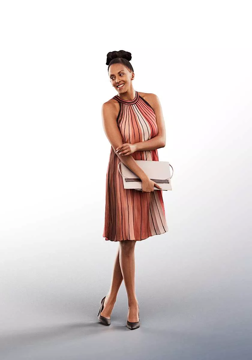 13719 - woman elegant walking Low-poly 3D model