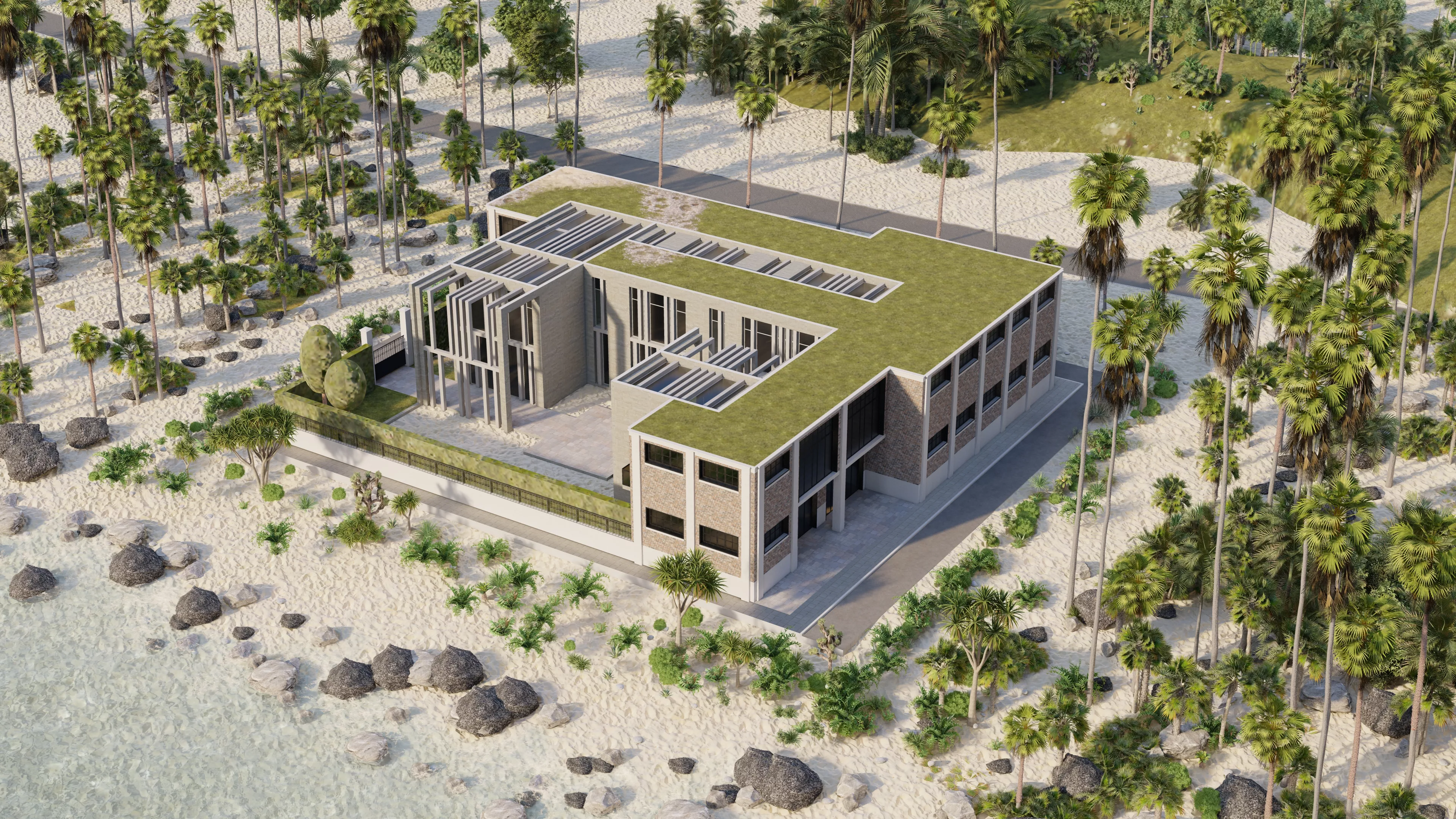 Beach Casa Scene-villa-modern house 3D model