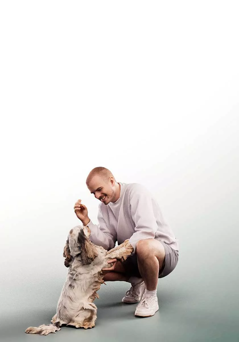 14918 - man playing with dog Low-poly 3D model