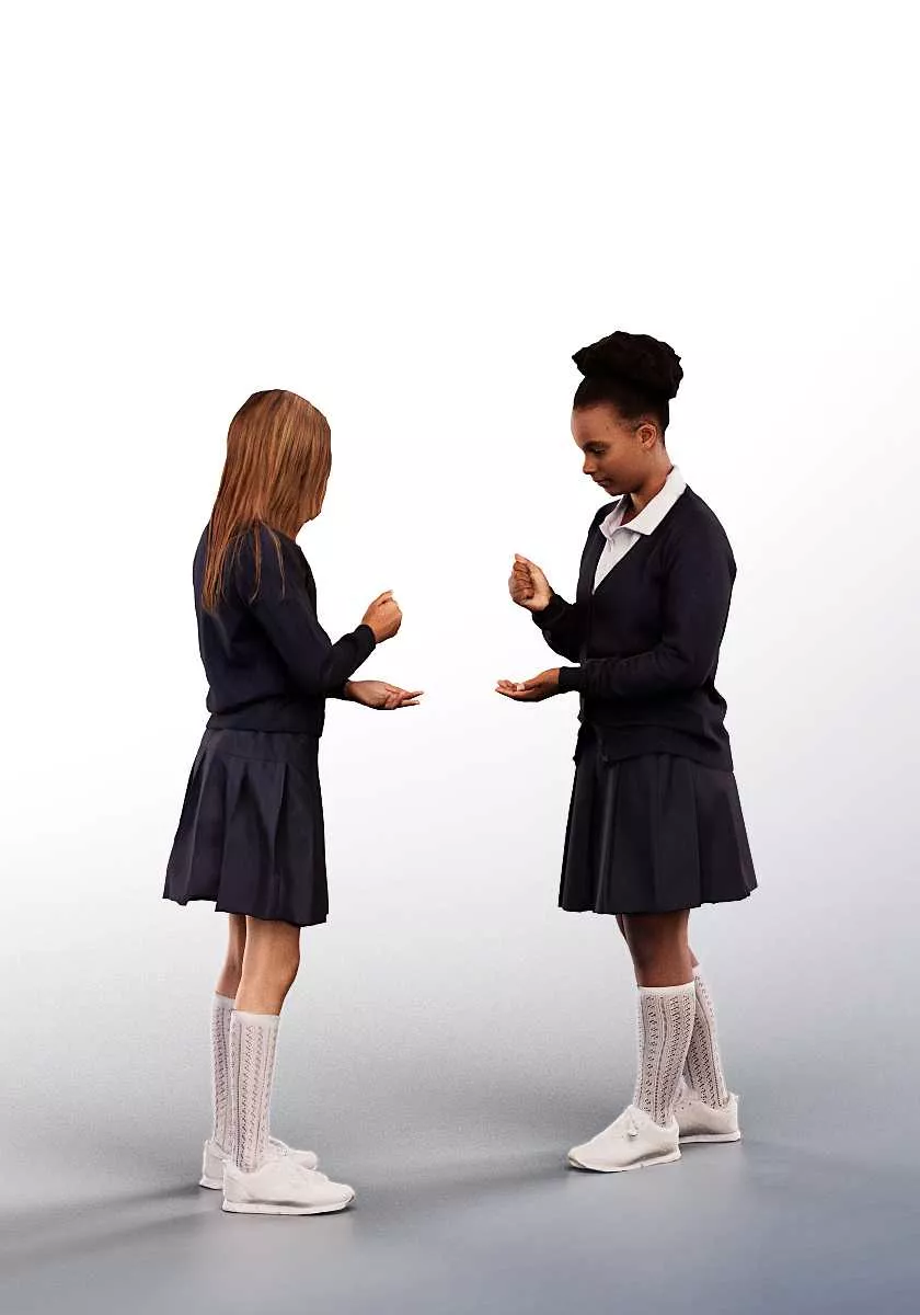 13549 - school girls playing Low-poly 3D model