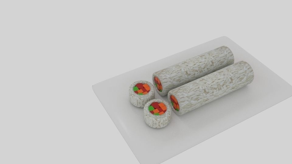  Cylinder Sushi Sliced  3D model_4