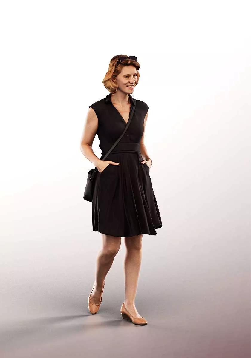 13537 - woman elegant walking Low-poly 3D model