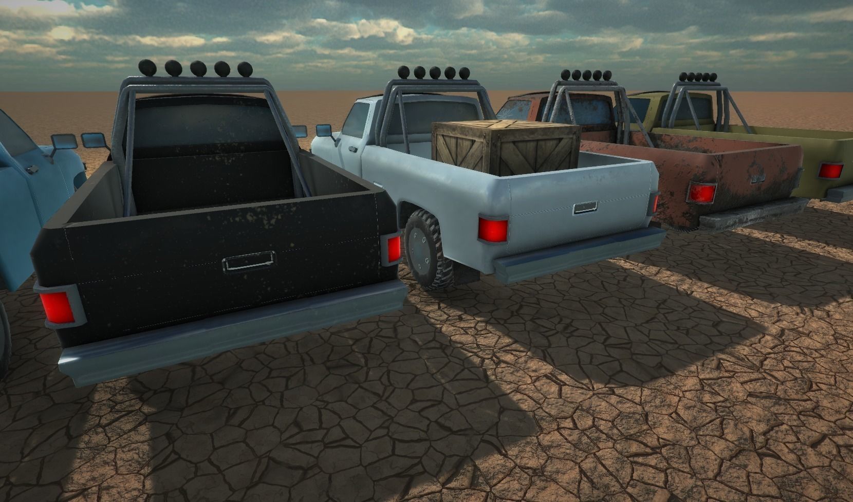 Eghties Pickup Truck low-poly game ready Low-poly 3D model_4
