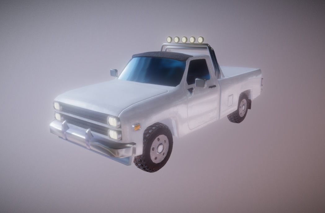 Eghties Pickup Truck low-poly game ready Low-poly 3D model_1