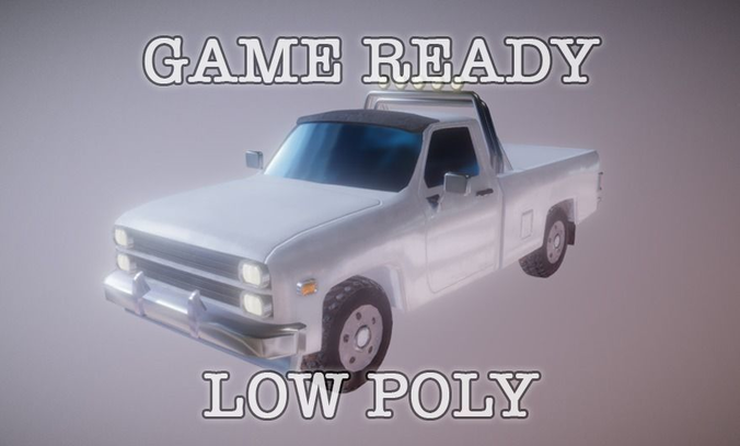 Eghties Pickup Truck low-poly game ready Low-poly 3D model