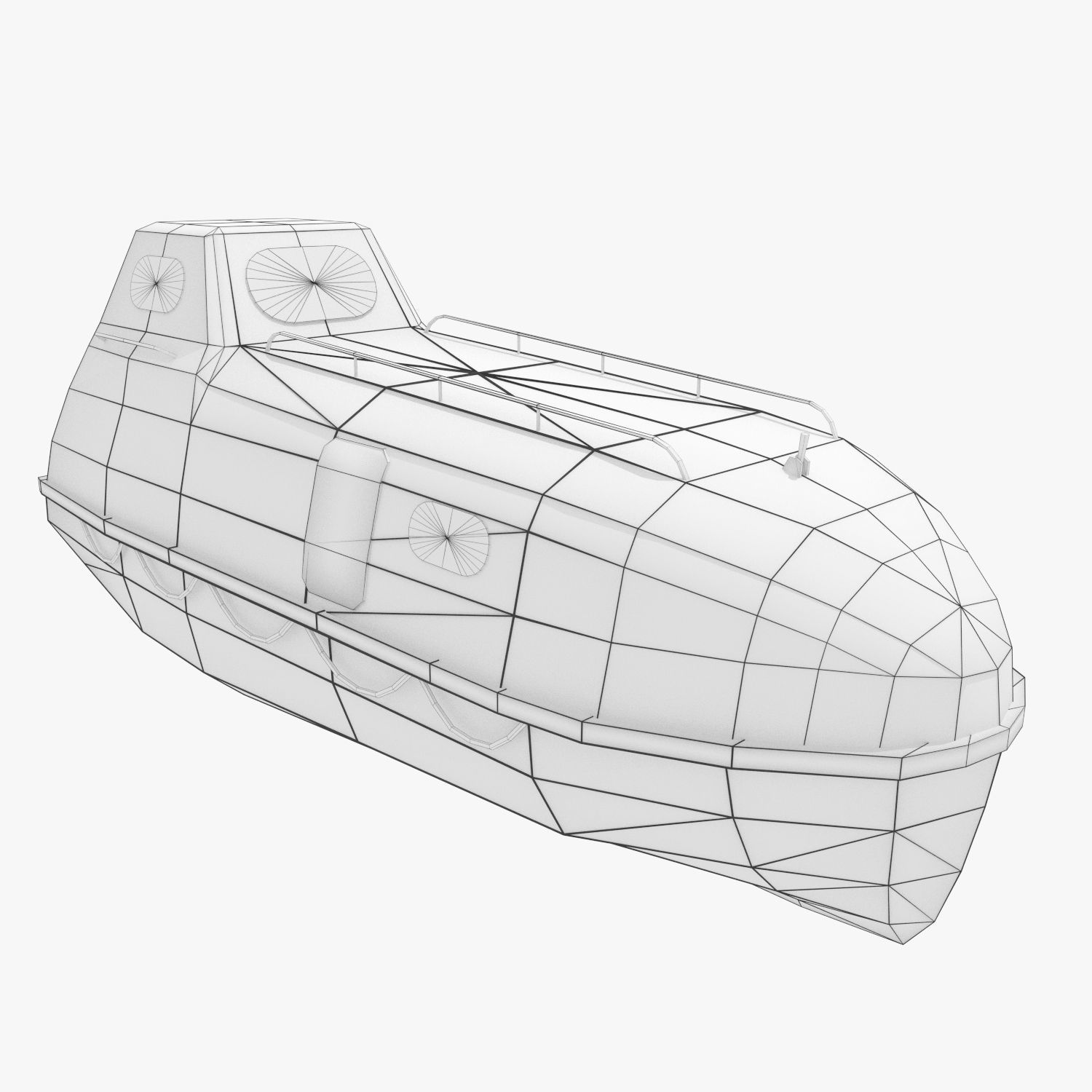 Enclosed Lifeboat Low-poly 3D model_1