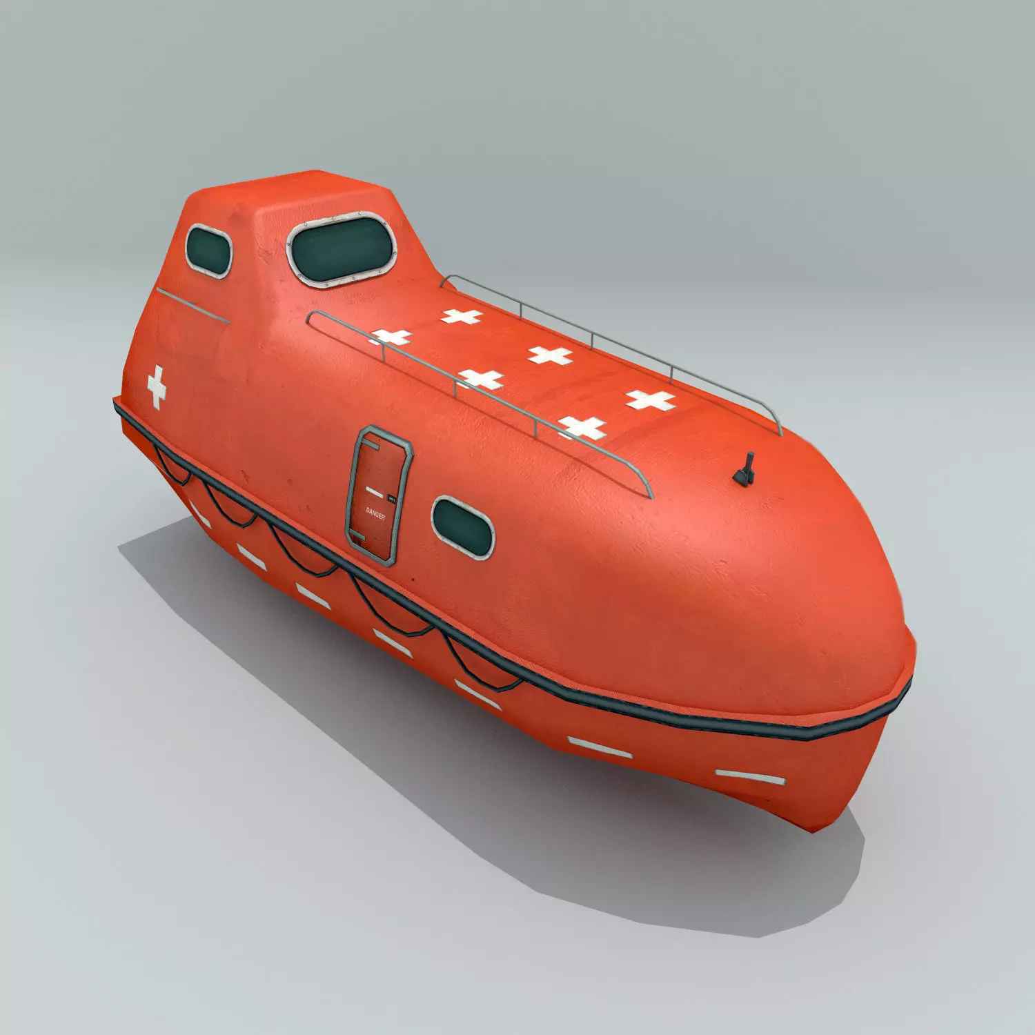 Enclosed Lifeboat Low-poly 3D model_0