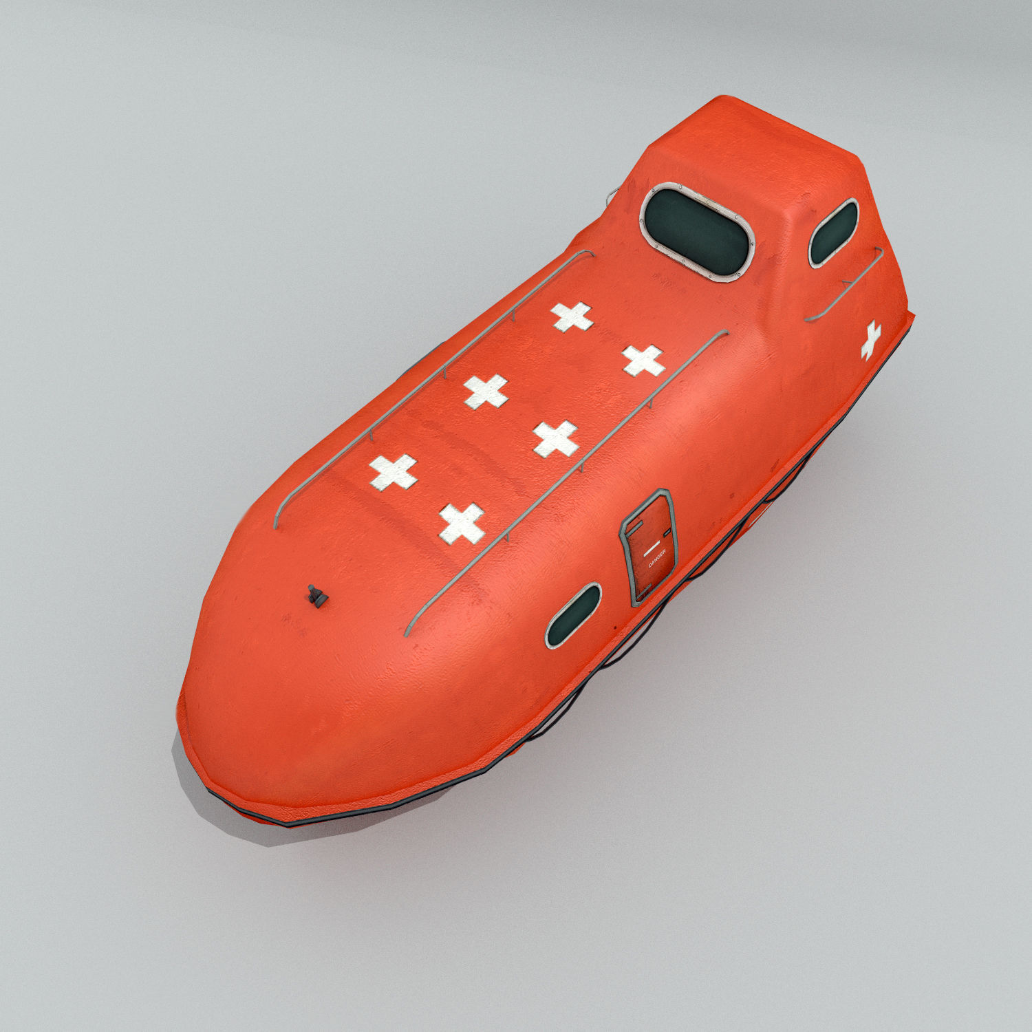 Enclosed Lifeboat Low-poly 3D model_4