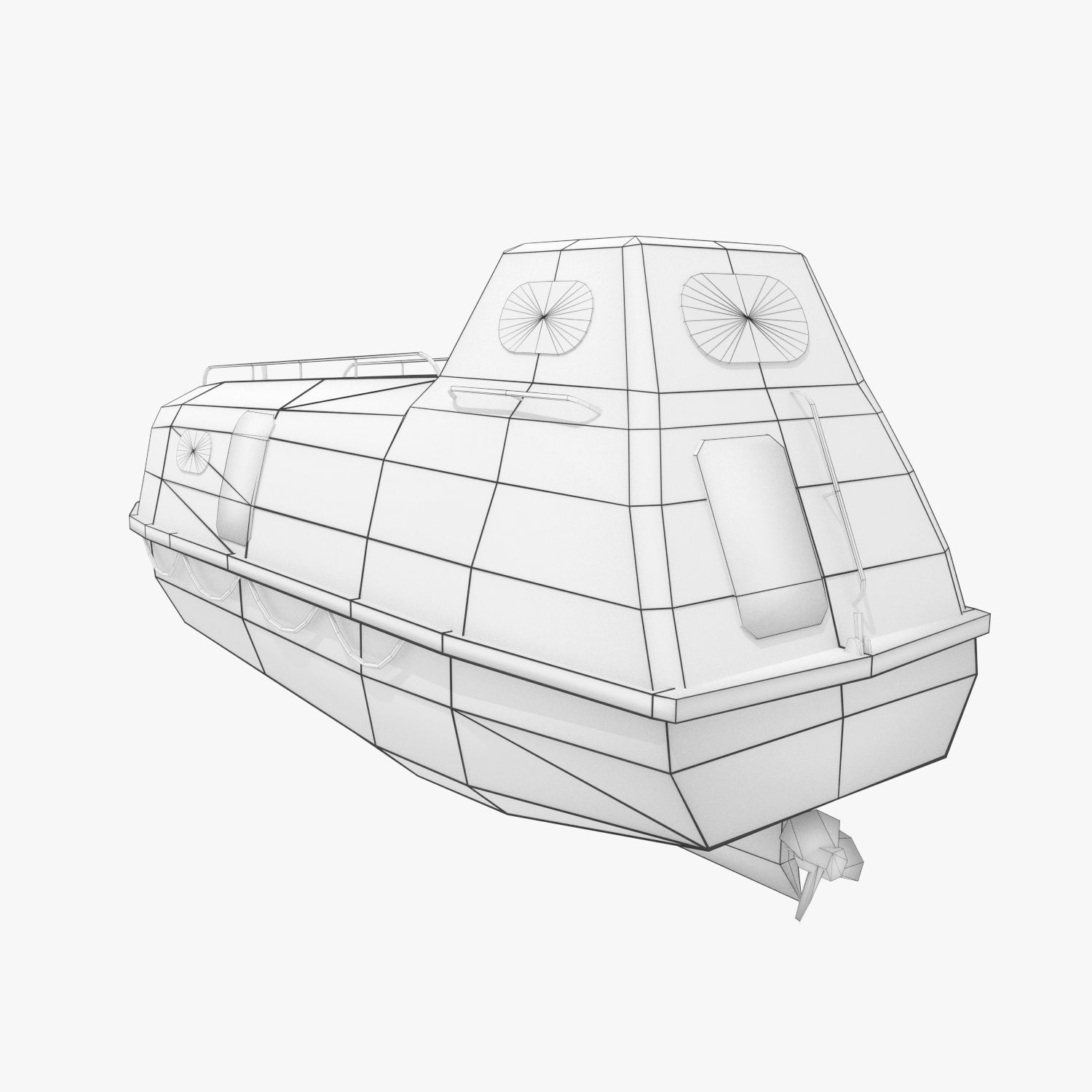 Enclosed Lifeboat Low-poly 3D model_3