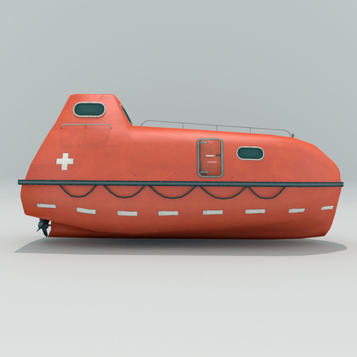 Enclosed Lifeboat Low-poly 3D model_2