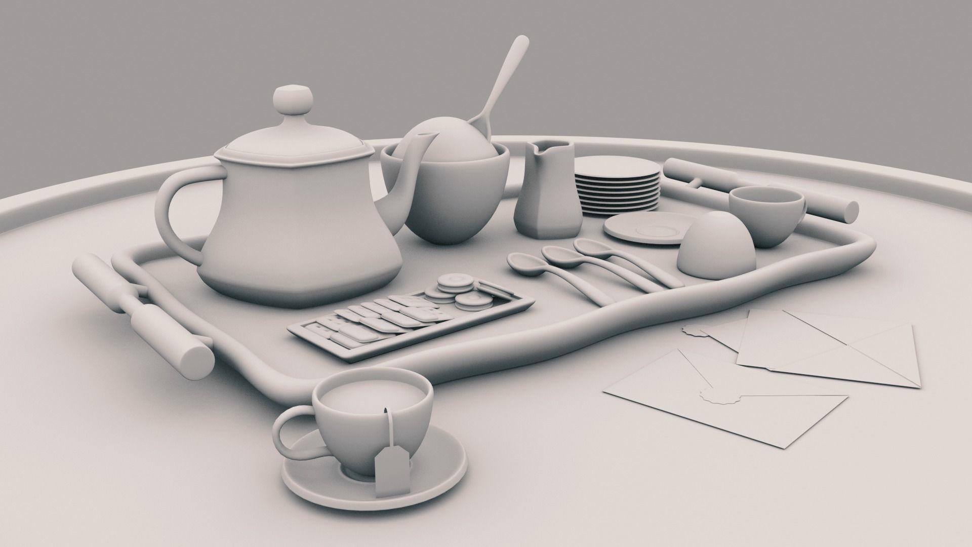 Cute Tea Party Set Low-poly 3D model_3