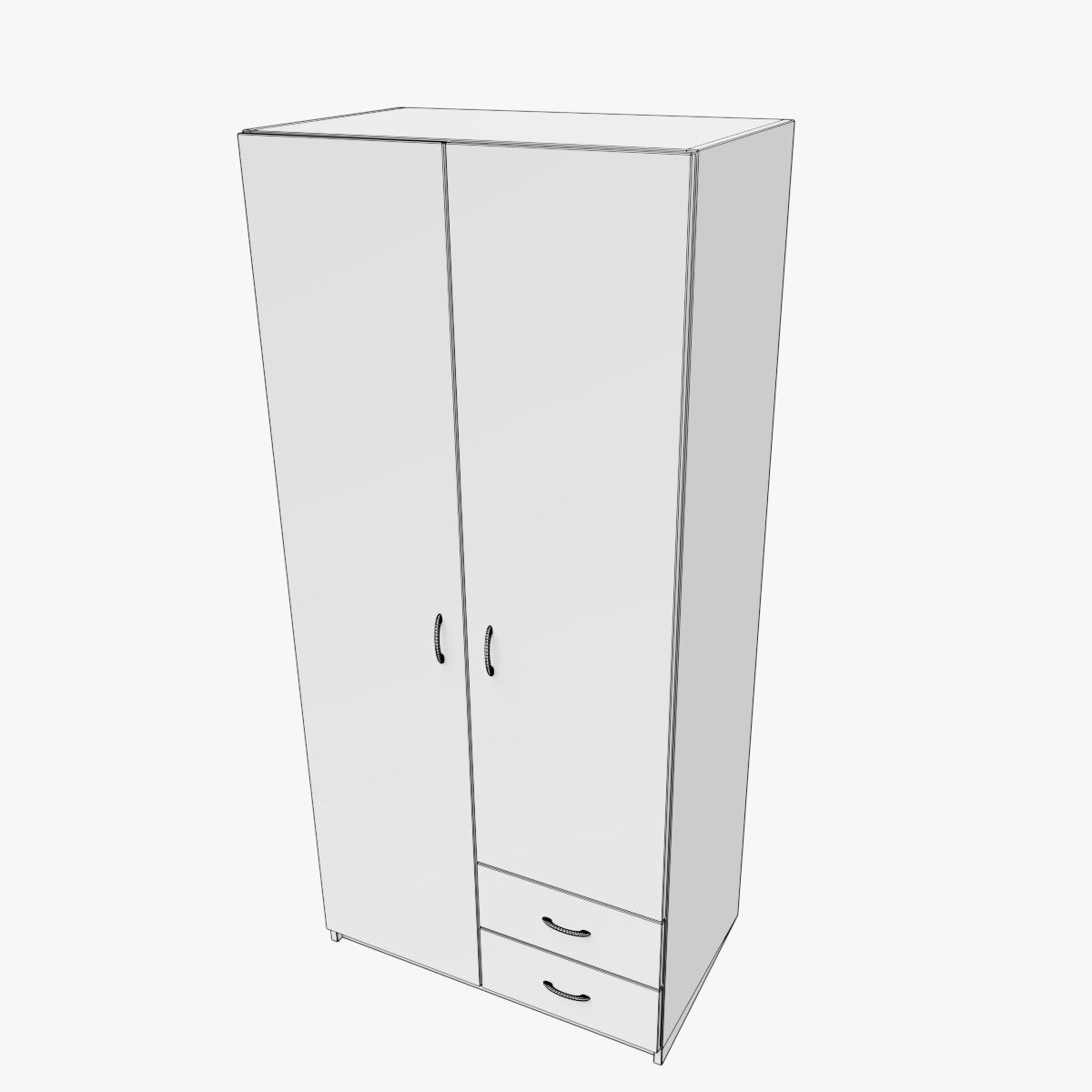 Furniture Collection cabinet with two drawers Low-poly 3D model_10