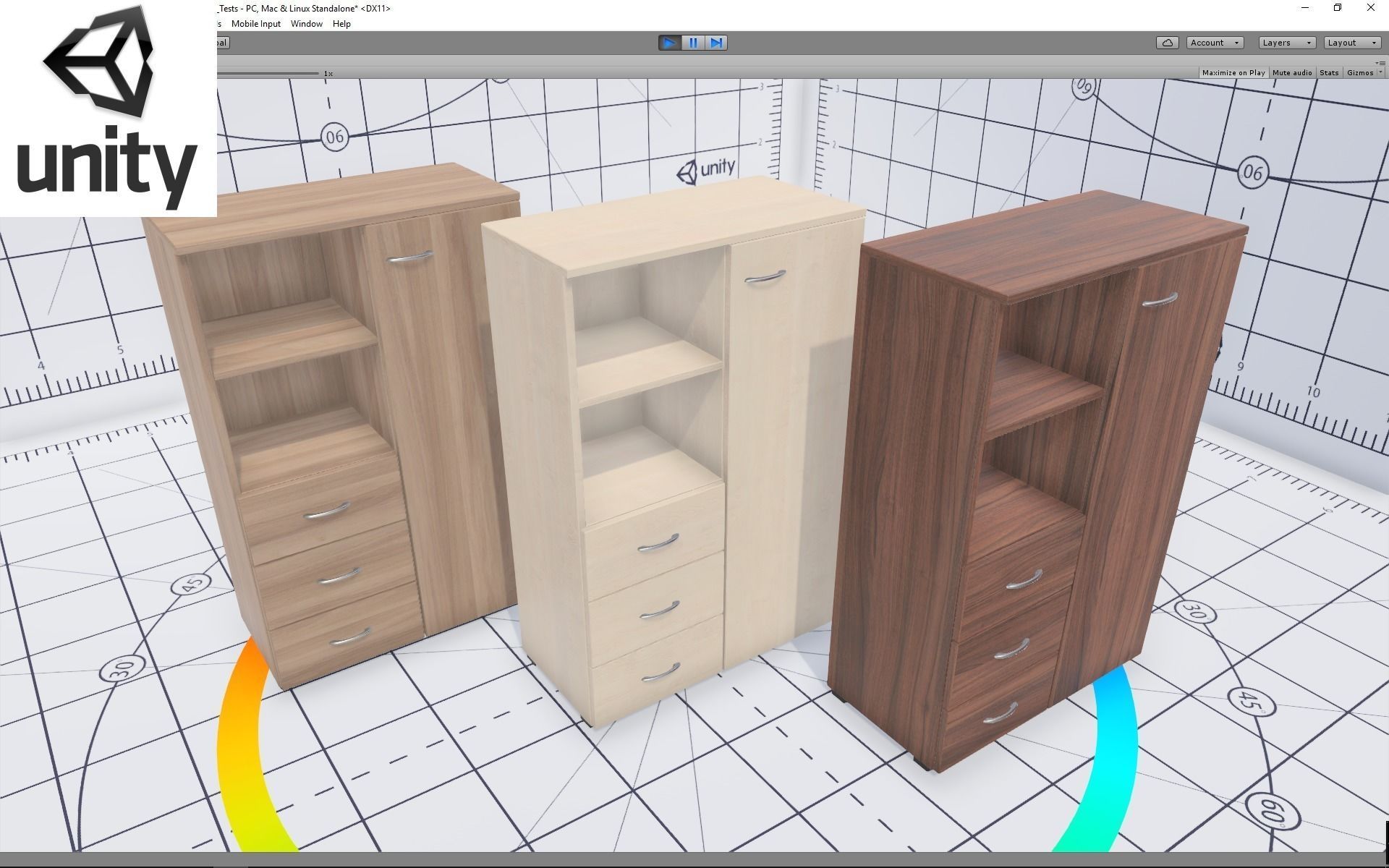 Furniture Collection cabinet with two drawers Low-poly 3D model_17