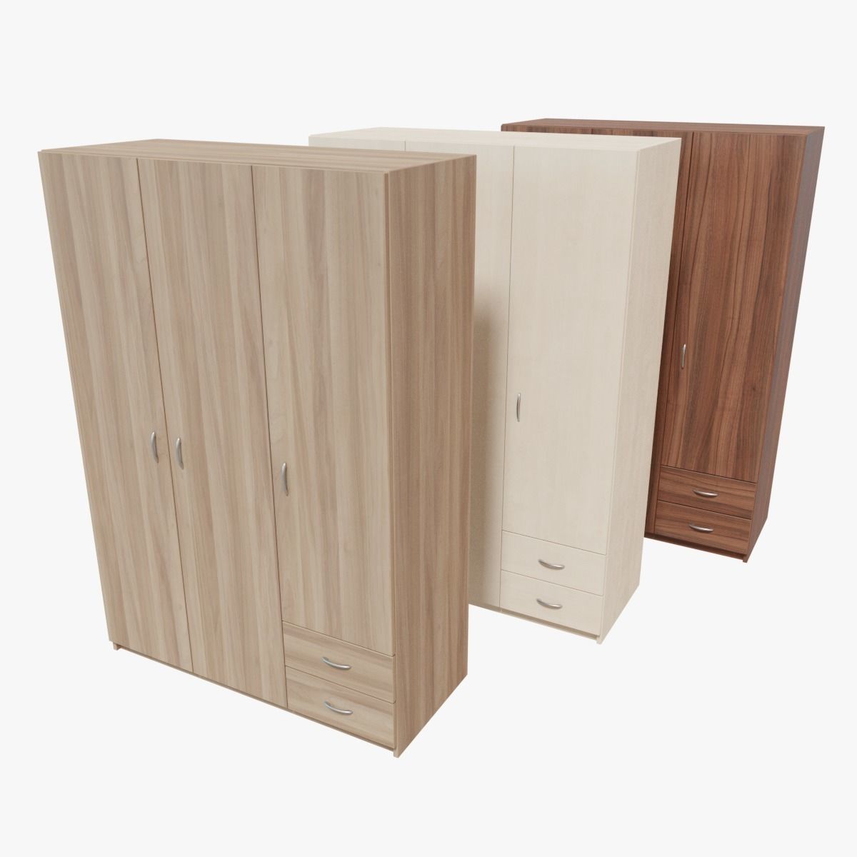 Furniture Collection cabinet with two drawers Low-poly 3D model_11