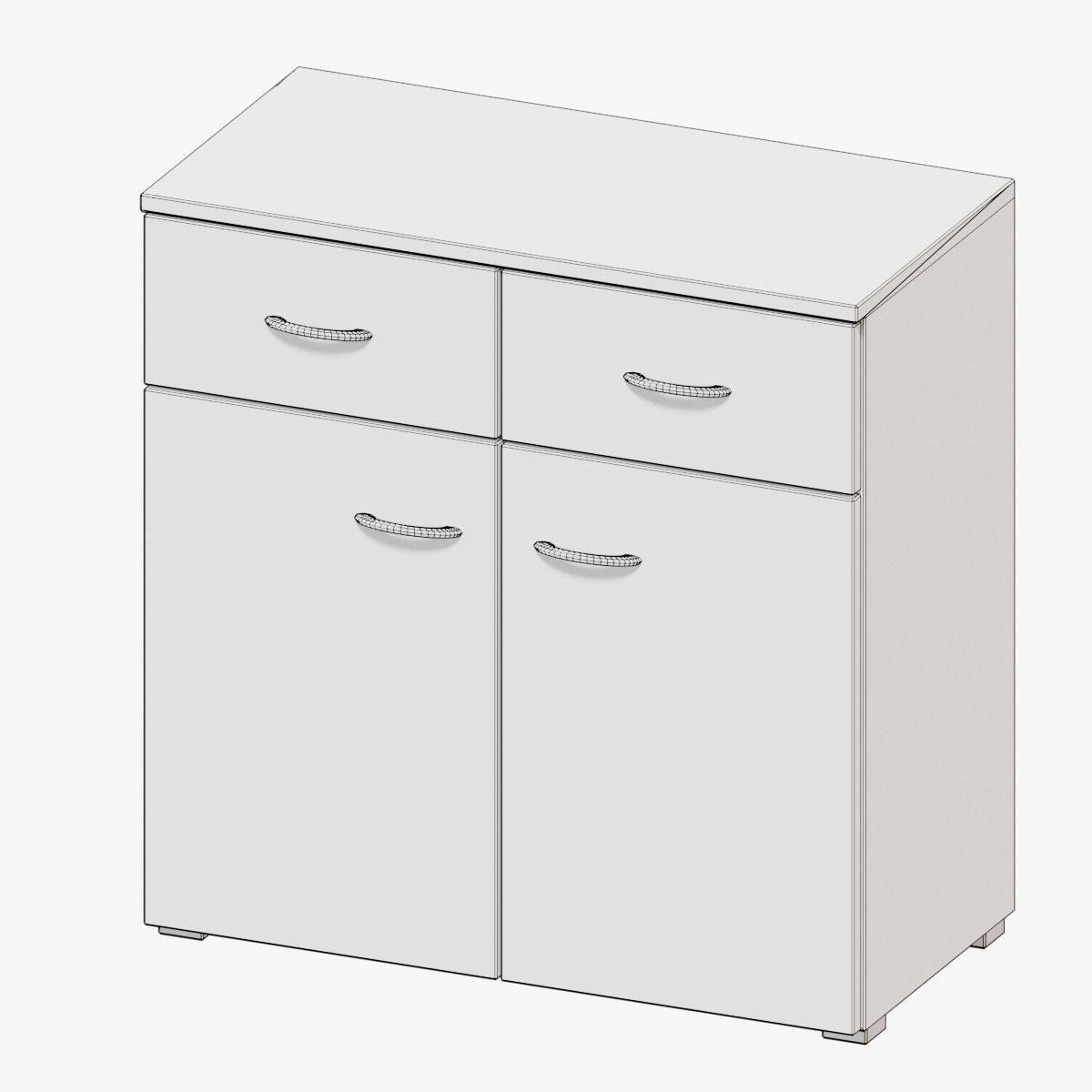 Furniture Collection cabinet with two drawers Low-poly 3D model_2