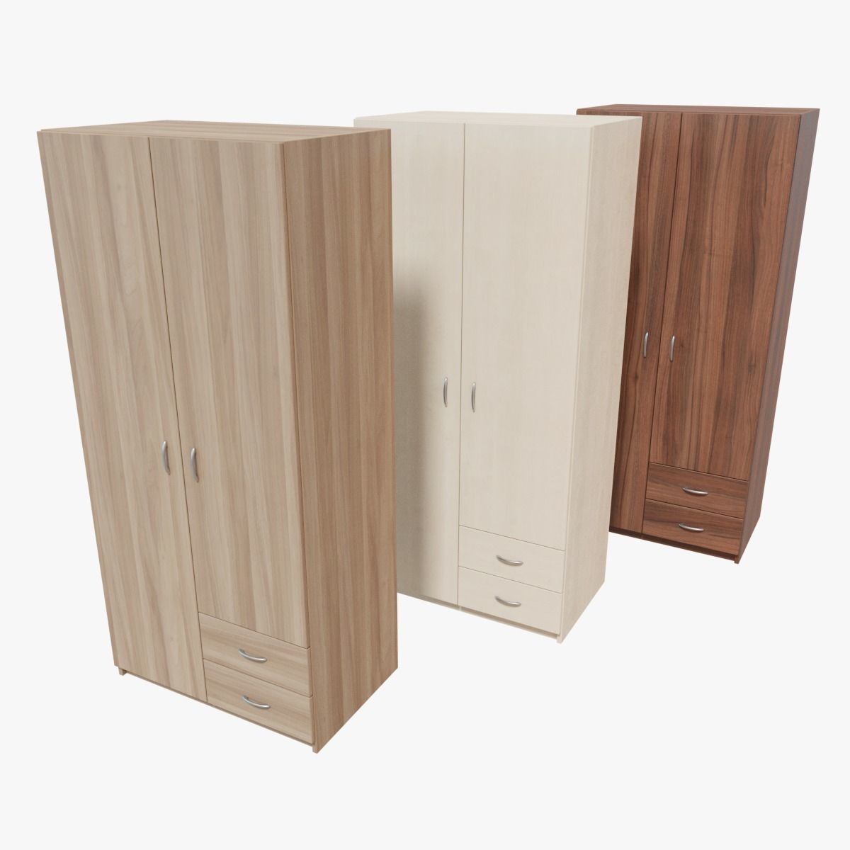 Furniture Collection cabinet with two drawers Low-poly 3D model_9