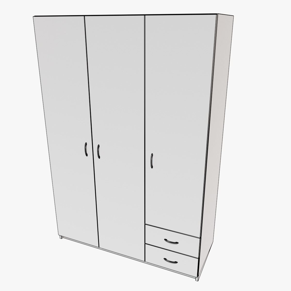 Furniture Collection cabinet with two drawers Low-poly 3D model_12