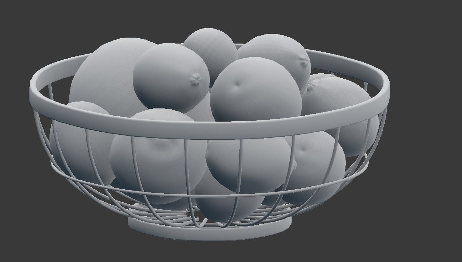 Chrome Wire Grid Fruit Basket with Fruits  3D model_6