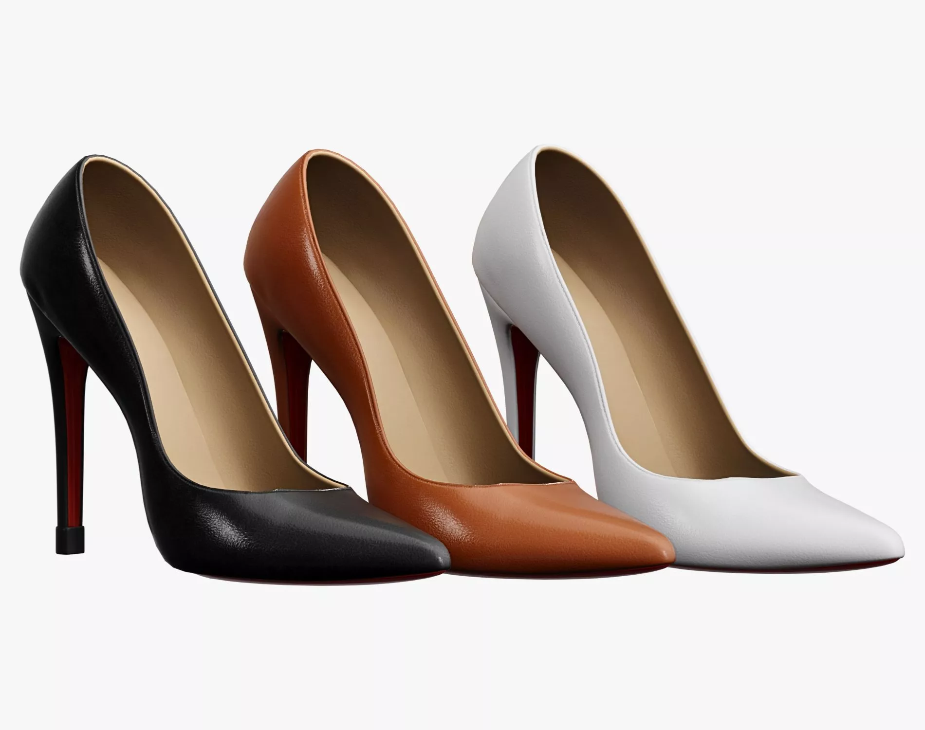 Womens Pointed-Toe Heels Pack - Leather and Latex Low-poly 3D model