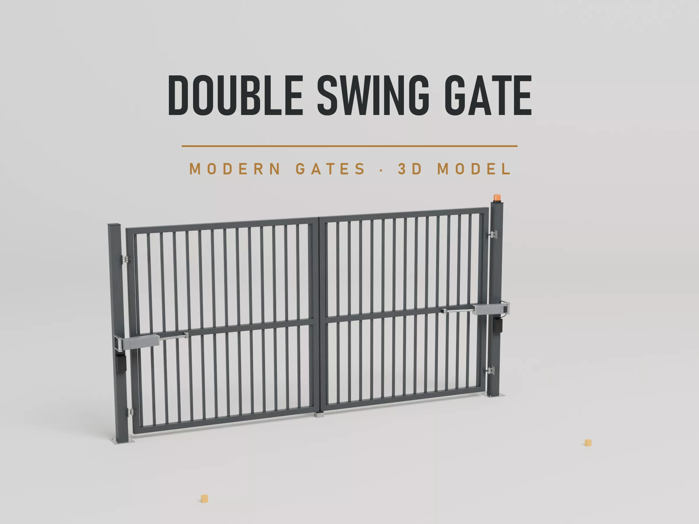 Animated Industrial Double Swing Gate 4m PBR Low-poly 3D model