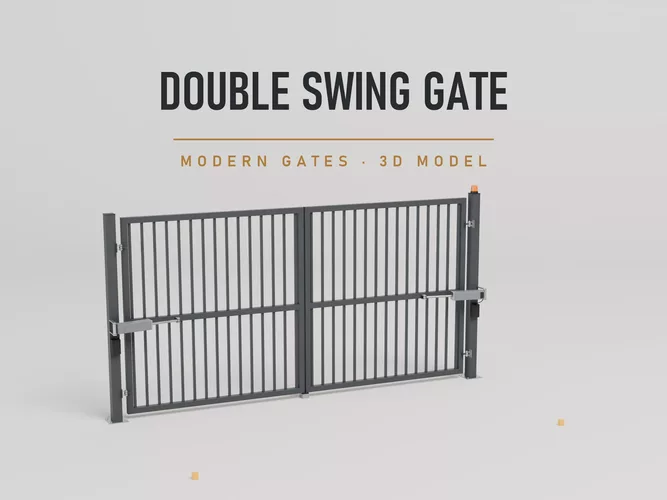 Animated Industrial Double Swing Gate 4m PBR