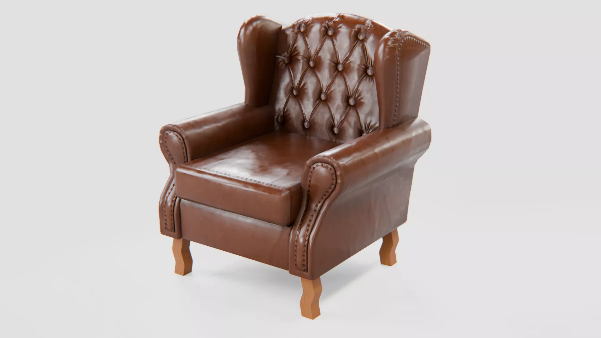 Chesterfield Wingback Armchair Low-poly 3D model