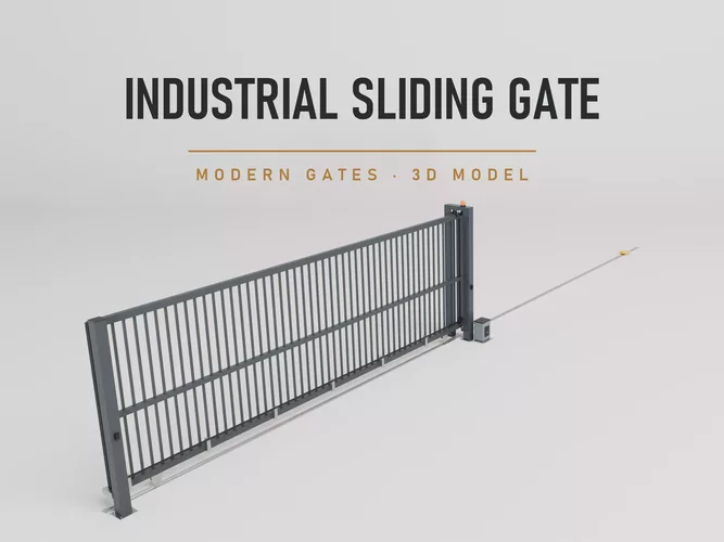 Animated Industrial Sliding Gate 6m PBR