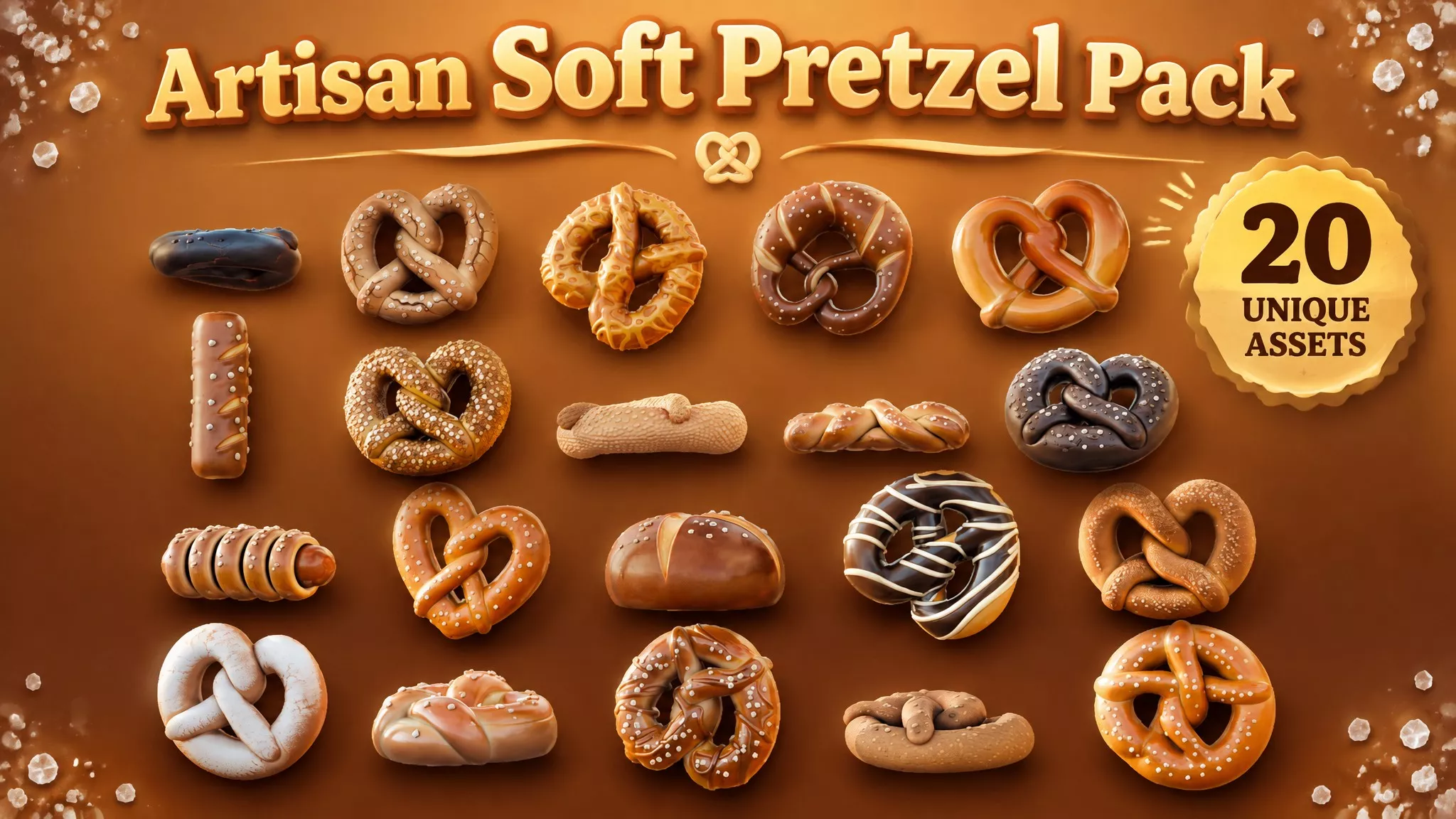 Artisan Soft Pretzel Pack Low-poly 3D model