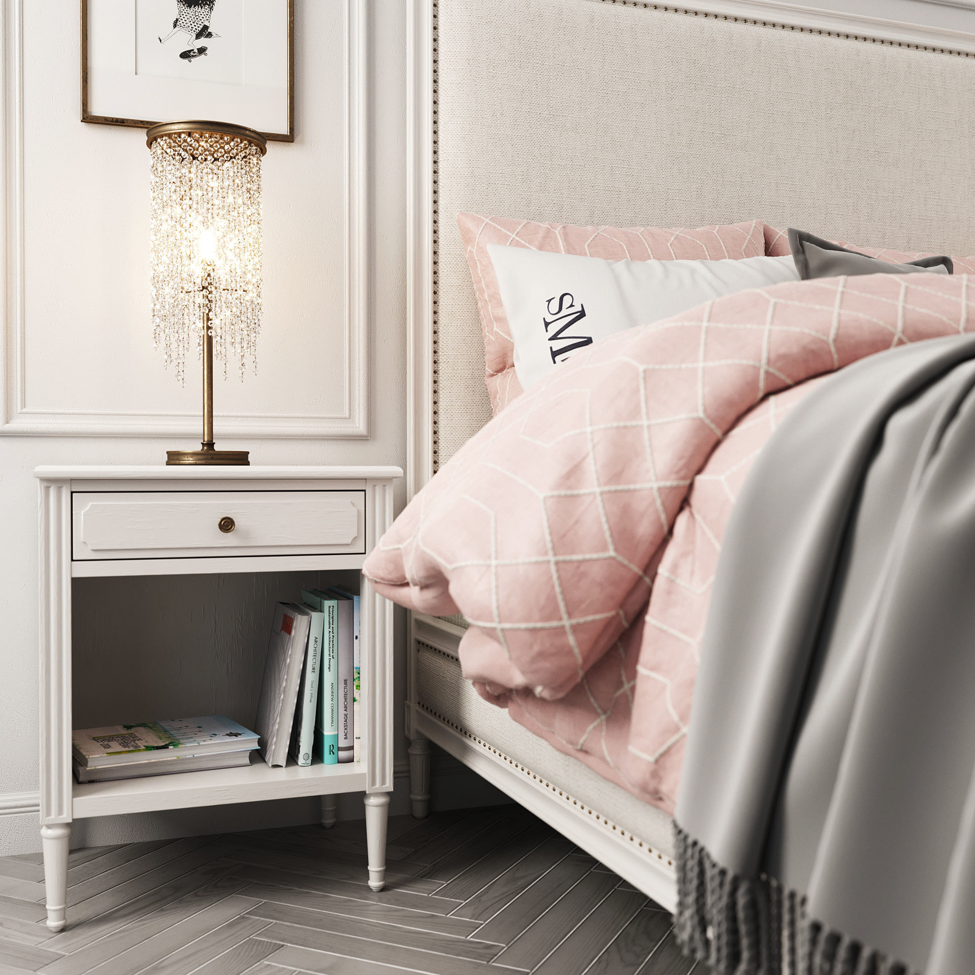 Maelin Upholstered Bed 3D model_3