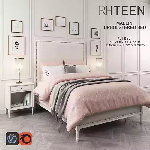 Maelin Upholstered Bed 3D model