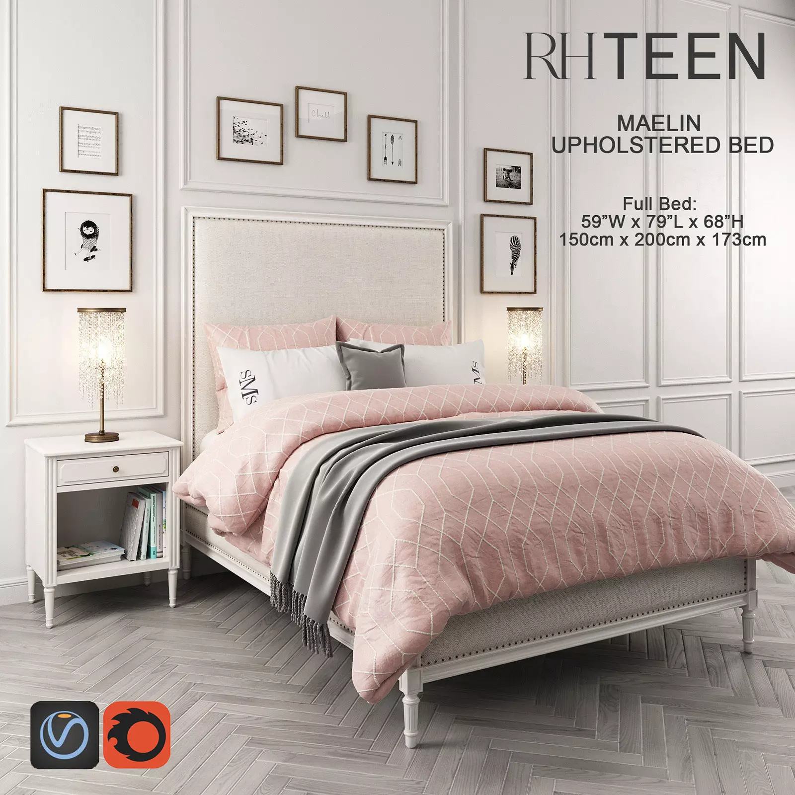 Maelin Upholstered Bed 3D model_0