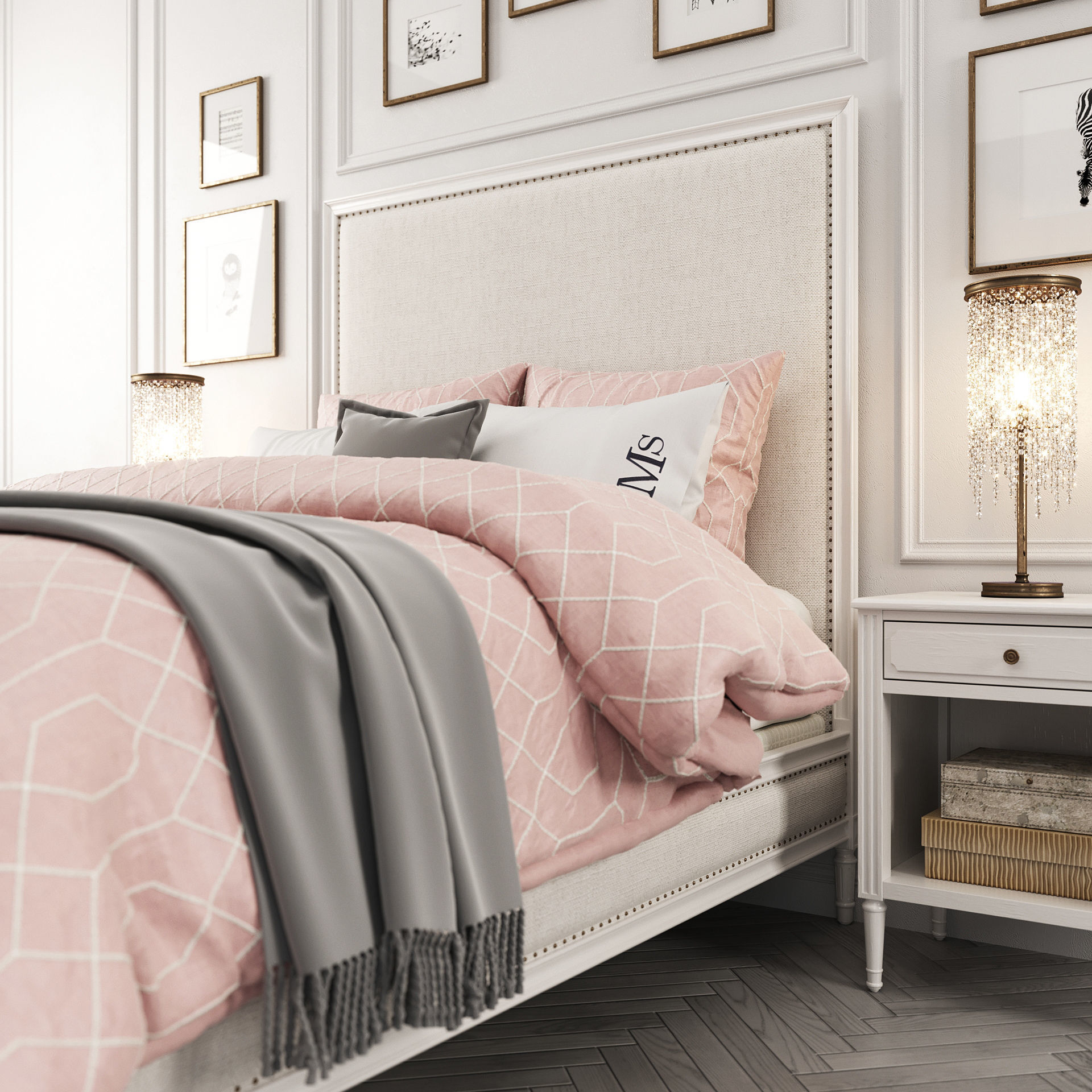 Maelin Upholstered Bed 3D model_1