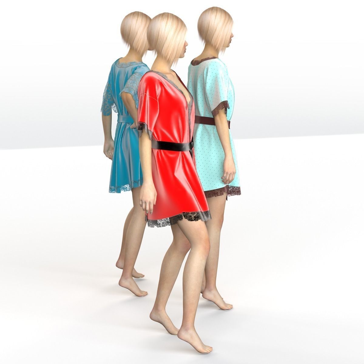 Set of women silk robes  3D model_8