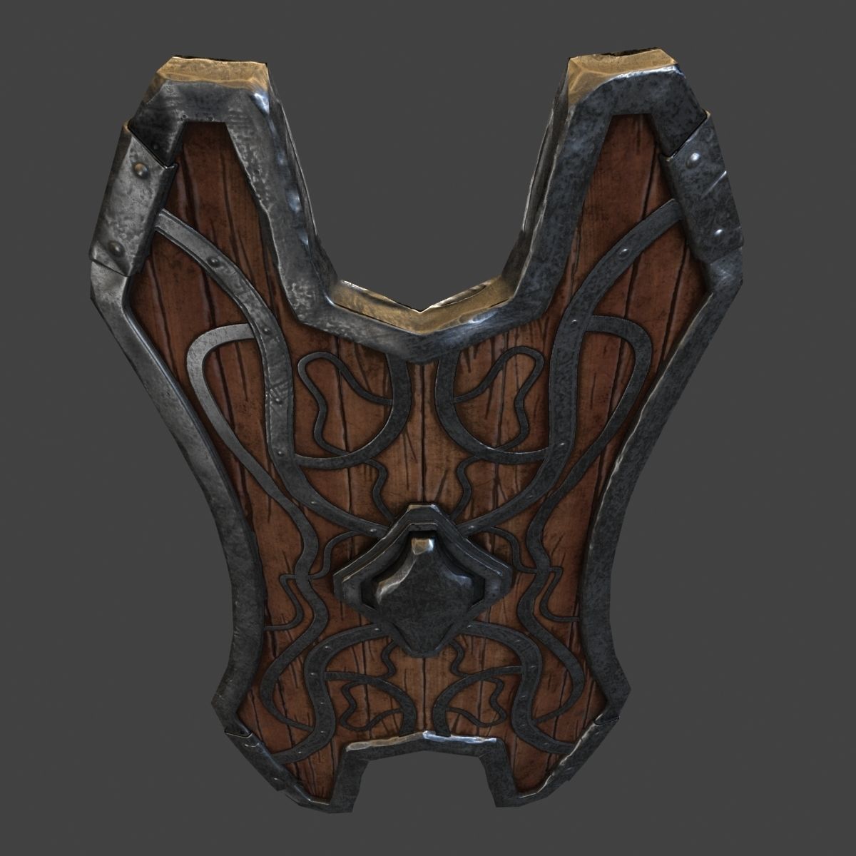 Shield wood 3D model_7