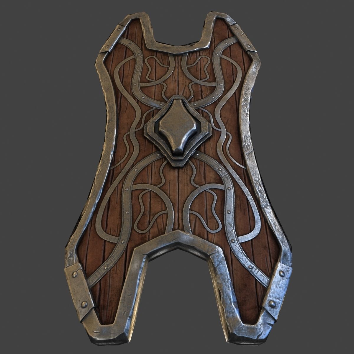 Shield wood 3D model_8