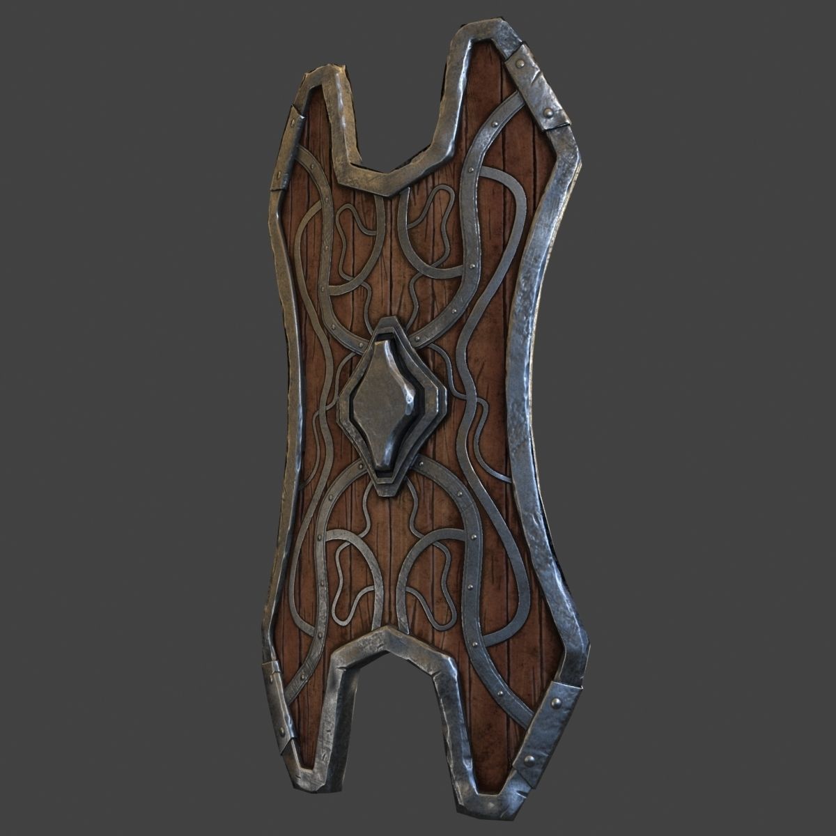 Shield wood 3D model_4
