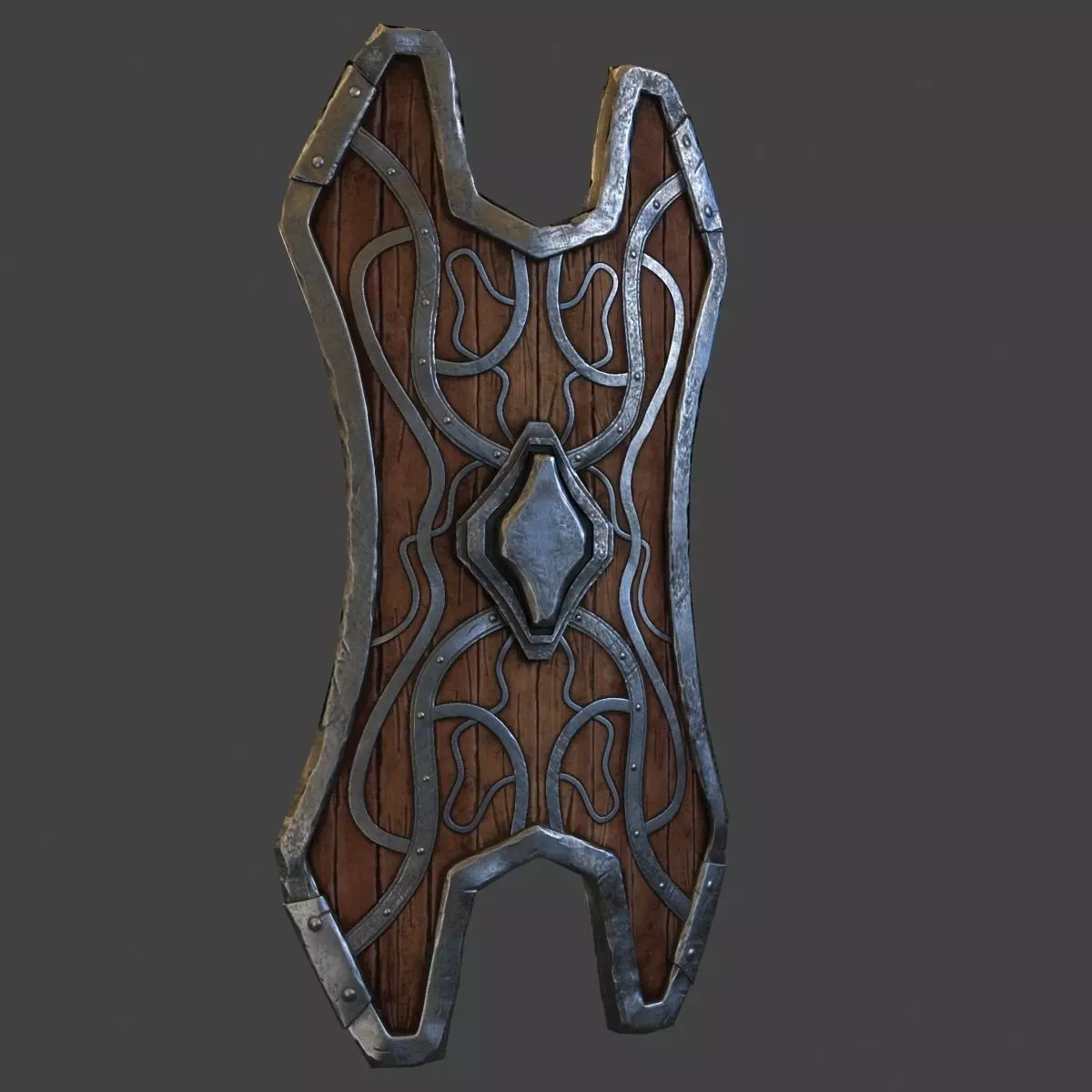 Shield wood 3D model_0