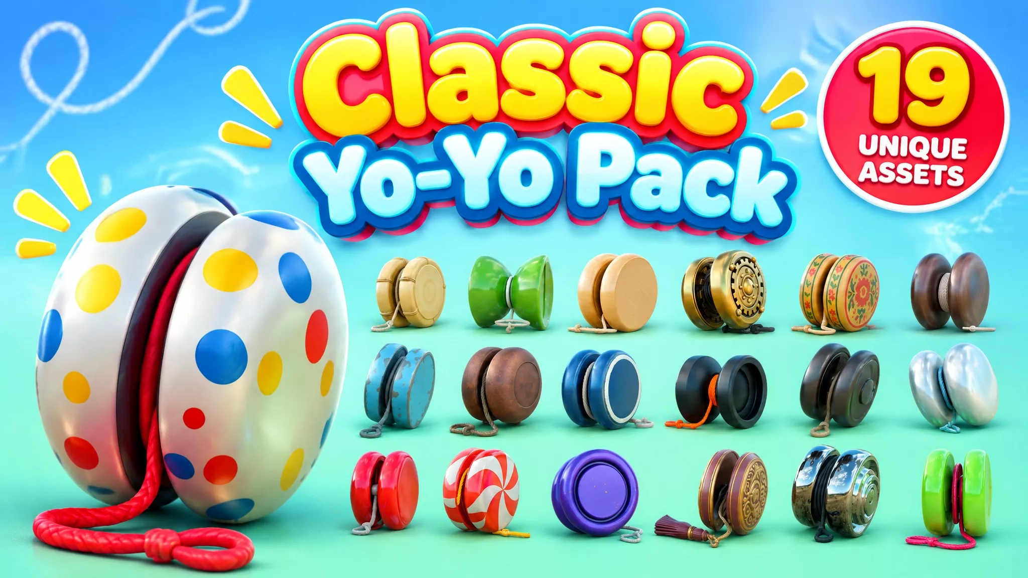Classic Yo-Yo Pack Low-poly 3D model
