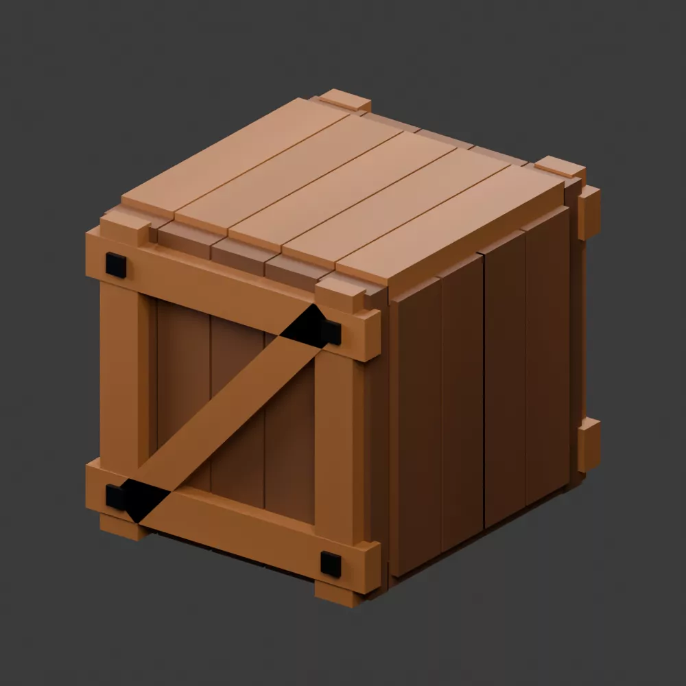 Stylized Reinforced Wooden Crate - Low Poly Game Prop Low-poly 3D model