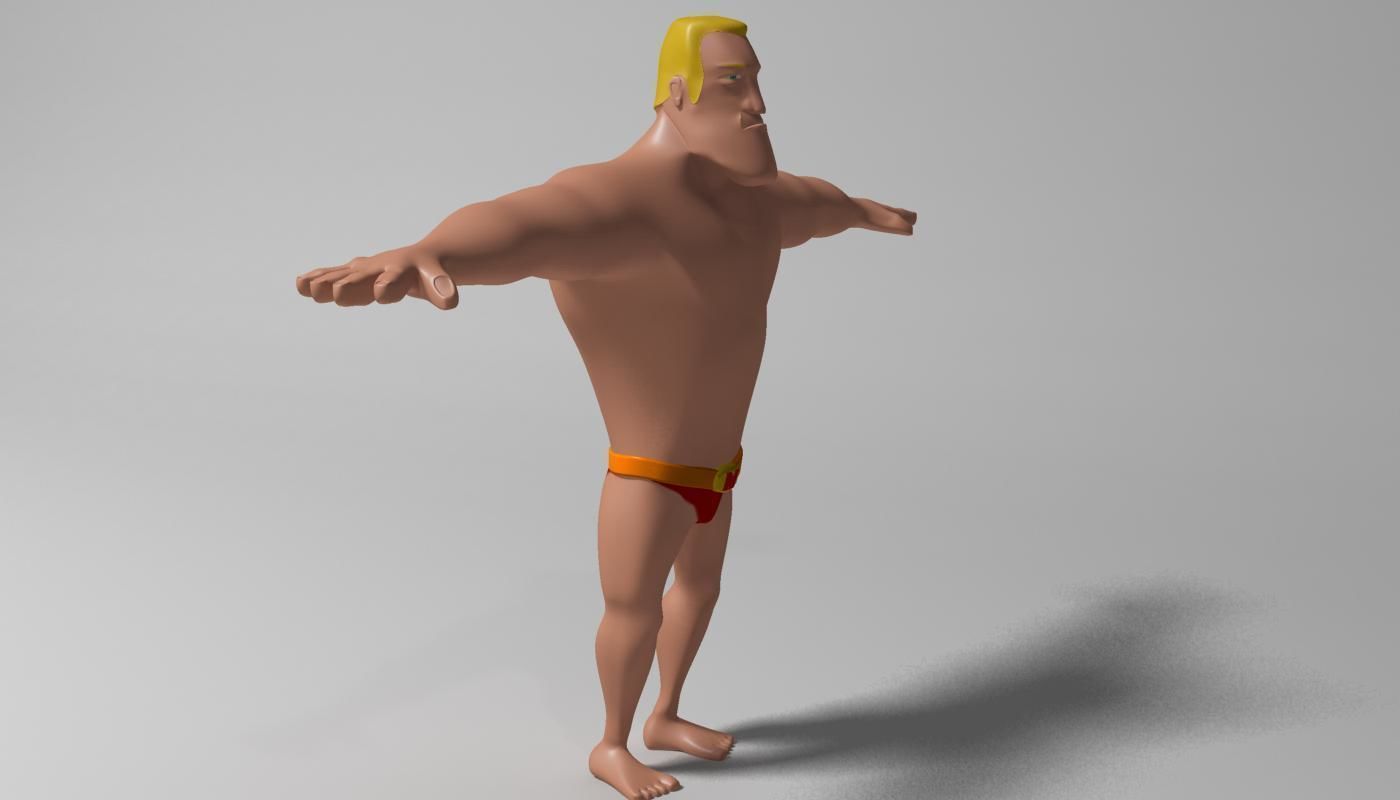 Mister Muscle Low-poly 3D model_3