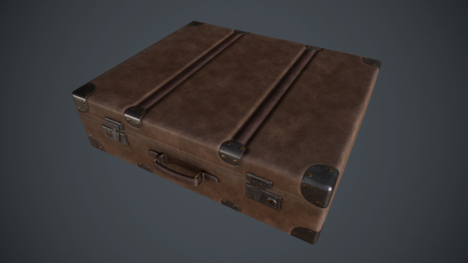 Lowpoly PBR Leather Briefcase Low-poly 3D model
