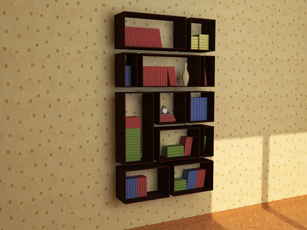 Wooden Bookshelf 04 Low-poly 3D model_9