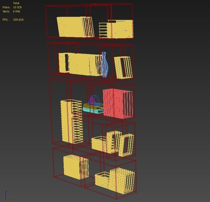 Wooden Bookshelf 04 Low-poly 3D model_13